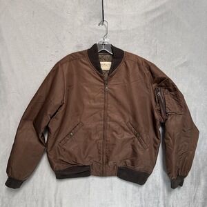 MAX&Co. Jacket Womens 42 Brown Quilted Lined Bomber Made Italy Full Zip Padded